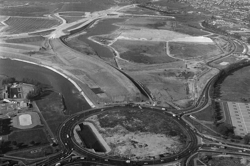 The M27 under construction. 
Looking west into the distance is the M27 from Hilsea roundabout into the distant Portchester. Picture: Tony Triggs collection.