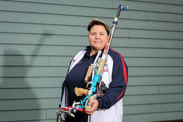 Lorraine Lambert is a Team GB Paralympian for Shooting and is hoping to head off to Tokyo next year.

Pictured: Lorraine Lambert at her home in Milton, Portsmouth on 22 December 2020.

Picture: Habibur Rahman