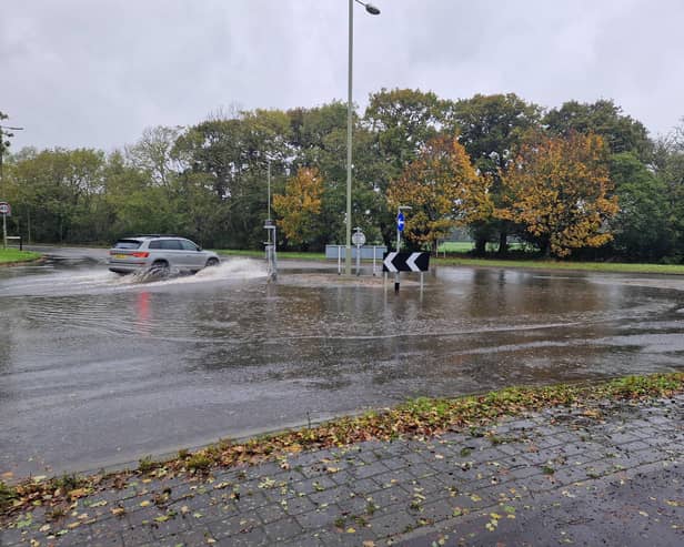 A Hayling Island roundabout has been flooded following heavy rainfall. 
Picture: Habibur Rahman