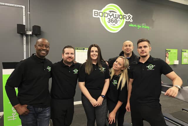 From left, Patrick Muwanga, Shaun Deakins, Amy Skinner, Kirsty Simpson, Phil Carpenter and Shane Horrell at Bodyworx360 in Portsmouth