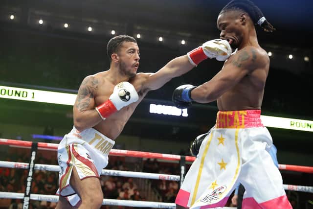 Mikey McKinson lands a punch on Alex Martin. Picture: Golden Boy Promotions