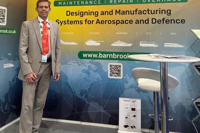 STAND: Barnbrook Systems managing director Andrew Barnett at Dubai Airshow