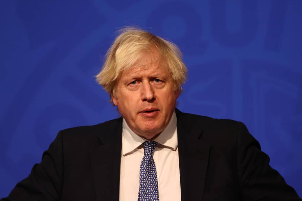 Boris Johnson held a press conference from Downing Street tonight. Picture: Adrian Dennis-WPA Pool/Getty Images