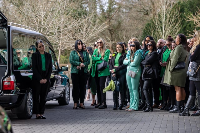 Many attendees wore green, in reference to Jax's nickname "The Little Frog". Picture: Mike Cooter (160324)