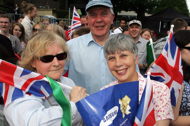 David, Jennifer & Pauline waiting for the Olympic Torch