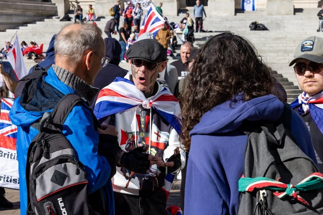 Peaceful protesters in Guildhall Square on Saturday morning
