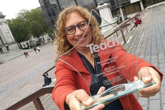 Portsmouth City Council's cabinet member for education, Cllr Suzy Horton, with the new People's Choice Award which is sponsored by The News.