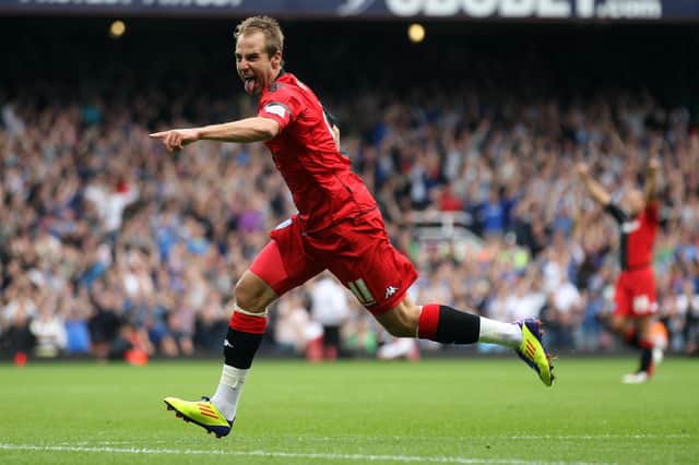 Luke Varney celebrates scoring at West Ham in a 4-3 Pompey defeat in September 2011. Picture: Clive Rose/Getty Images