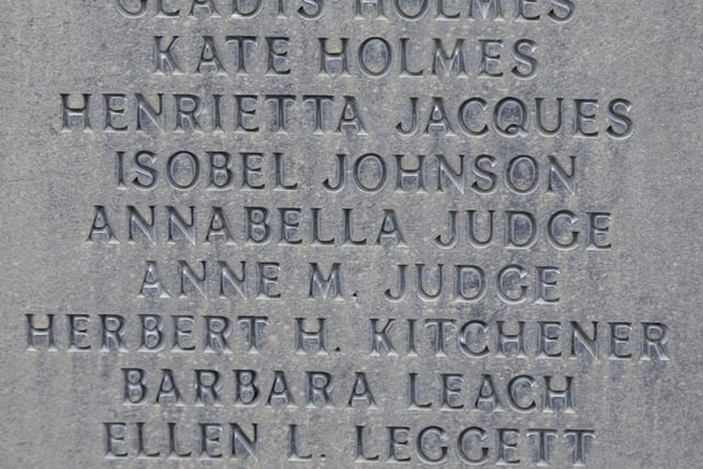 The entries on the memorial stone showing Chistoper Judge's grandmother and aunt, who both died when a bomb destroyed Lion Terrace on the 10th January 1941. Picture: Mike Cooter (110324)