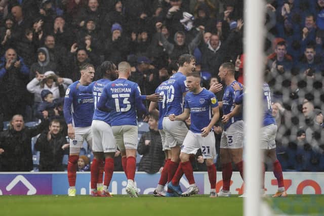 Pompey celebrate against Sunderland today