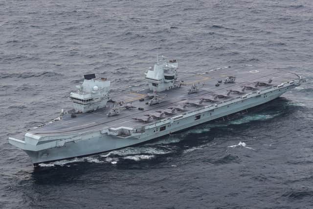 HMS Queen Elizabeth pictured with her embarked group of F-35B stealth jets. Photo: Royal Navy