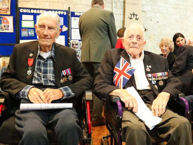 Two VJ Day veterans Albert Westgate RAF (right) and Robin Boodle RN (left) both attended the service at St. Marys Church, Portchester on Sunday, August 17.