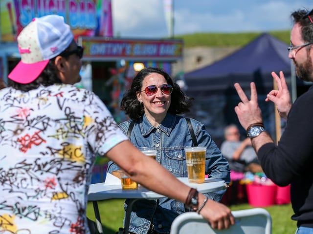 Maria Soria makes the most of the sunshine at the Portsmouth Chilli and Gin Festival.