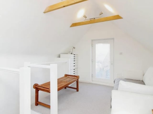 This property comes with four bedrooms, three reception rooms and two bathrooms, as well as a garden and a self-contained garage and home office.