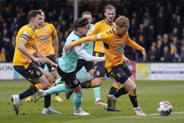 John Mousinho contemplated bringing Owen Dale off at half-time against Cambridge United to prevent a red card. Picture: Jason Brown/ProSportsImages