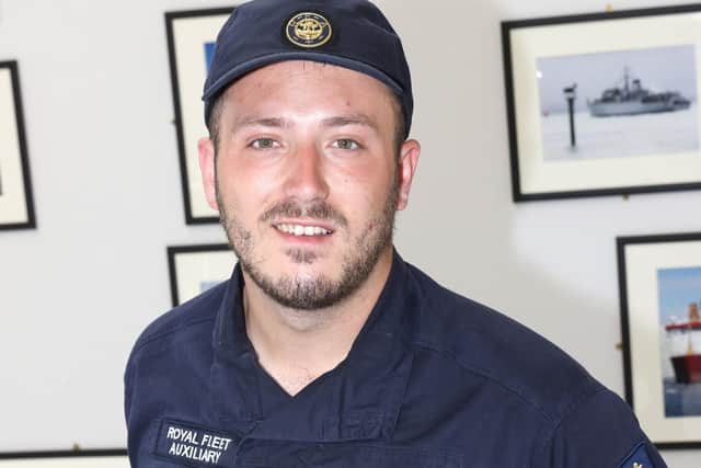 Apprentice (E) Charlie Harper, 23, was among the team to complete the course at HMS Sultan.