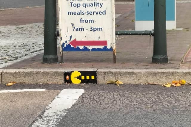 A small Lego mosaic of Pacman. Picture: Mark Shakespeare.