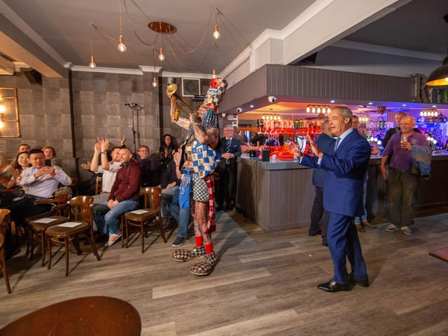 Nigel Farage making his entrance onto the show at The Rifle Club.