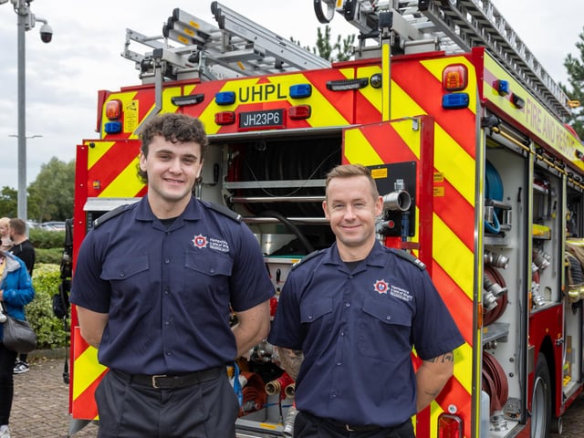 Cain Johnson and Tom Davies, stationed at Cosham's new fire station, were at Port Solent 999 Day to engage with the community.  Photos by Alex Shute