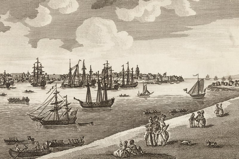 The harbour at Portsmouth, on the south coast of England, circa 1770. (Photo by Hulton Archive/Getty Images)
