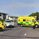 The scene of this evening's collision. Picture: David George