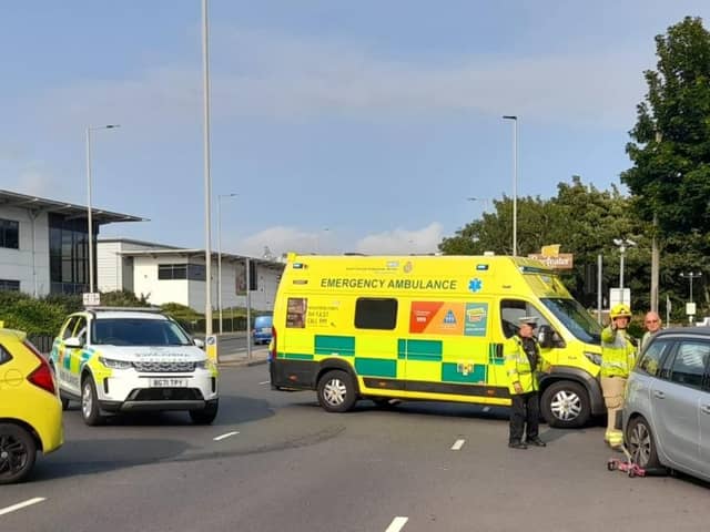 The scene of this evening's collision. Picture: David George