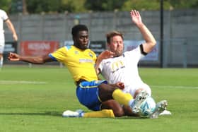 Former Portsmouth Academy player Izzy Kaba pictured on his first Boro start at Weston. Picture by Tom Phillips