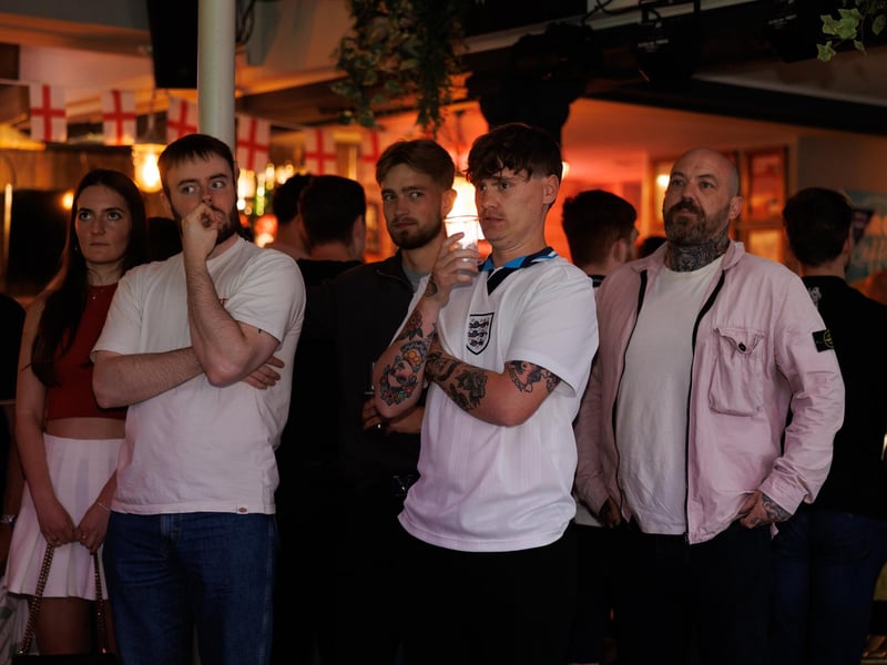 Anxious fans watching England - Switzerland match at the Lord John Russell. Picture: Marcin Jedrysiak