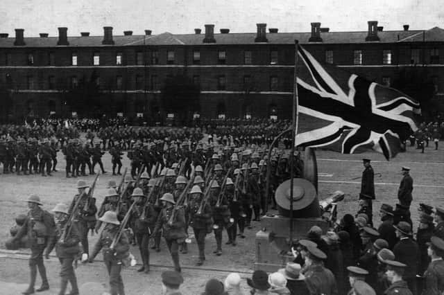 The mystery picture from Eastney Barracks, Portsmouth, now believed to show Royal Marines preparing to leave for China in 1927.  Picture: Geoffrey Elliott collection