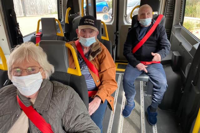 Residents from The Fernes care home in Catisfield were excited to get out for a day trip to the beach at Lee-on-the-Solent