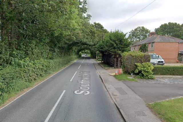 A motorcyclist suffered a serious back injury during a crash in Southwick Road