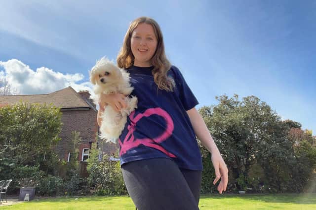 Lydia Lazenbury, 17 from Gosport, is completing 800,000 steps for Alzheimer's Society. Pictured with her puppy Bella