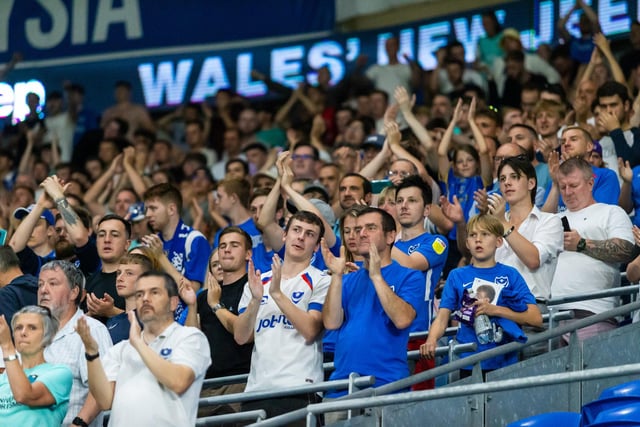 The Pompey fans were in full voice thanks to a 3-0 win.