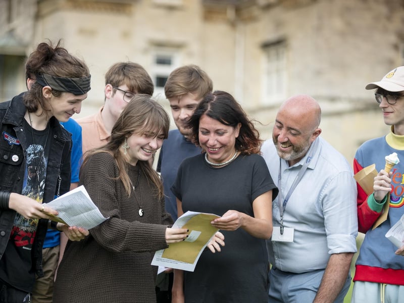 Pictured: Head of Sixthform and Head teacher Stacey Osborne and Chris Willis with students 
Picture: Peter Langdown