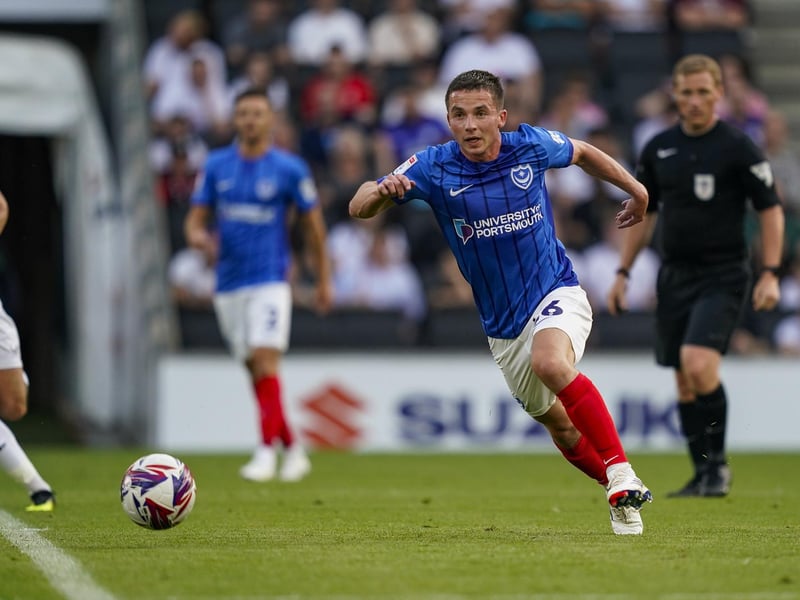 Tom Lowery on the charge for Pompey at MK Dons. Picture: Jason Brown/ProSportsImages