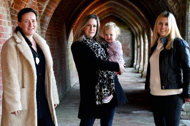 L-R Michelle Cairncross, Katherine Antrobus with daughter EsmE and Kate Gregory launch Little Ankle Biters Hampshire at Staunton Country Park