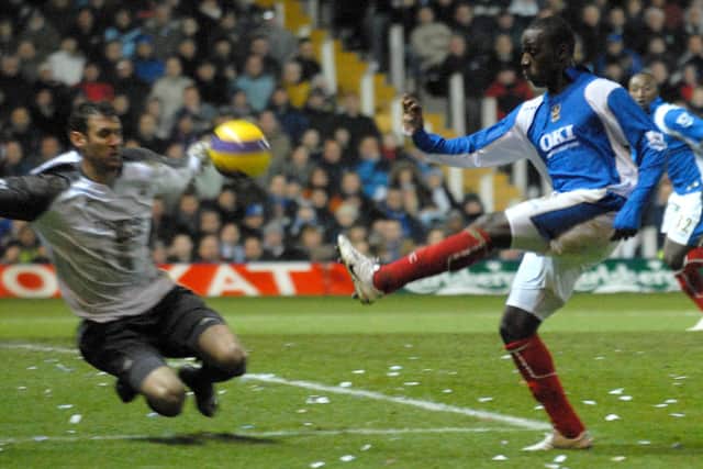 Andy Cole, seen here against Manchester City in February 2007, had one season at Fratton Park, yielding four goals. Picture: Mick Young