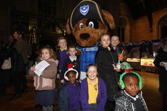 Pompey mascot Nelson with young fans. The News Carol Service, St Mary's Church, Fratton, Portsmouth
Picture: Chris Moorhouse (jpns 081223-80)