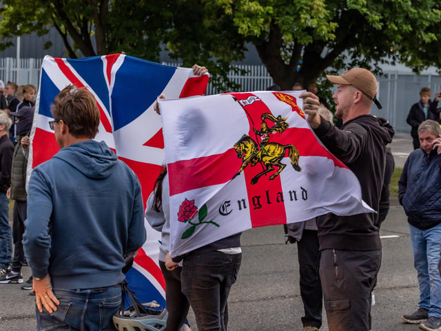 The M275 is brought to a standstill by Anti-immigration protesters. Picture: Mike Cooter (070824)
