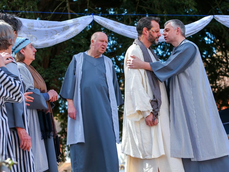 Judas, right, betrays Jesus. The Havant Passion, West Street, HavantPicture: Chris  Moorhouse (300324-17)