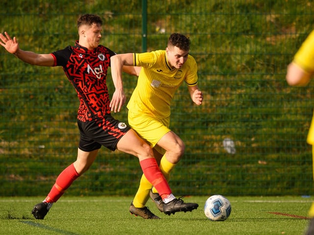 Action from Harvest's 4-1 win at home to Locks Heath (red and black kit) in the Hampshire Premier League. Picture: Keith Woodland (180321-801)