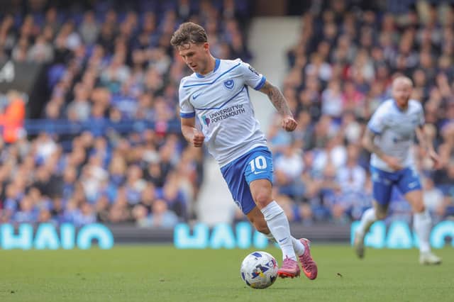 Adrian Segecic during Pompey's 2-1 defeat at Ipswich. Picture: Jez Tighe/ProSportsImages