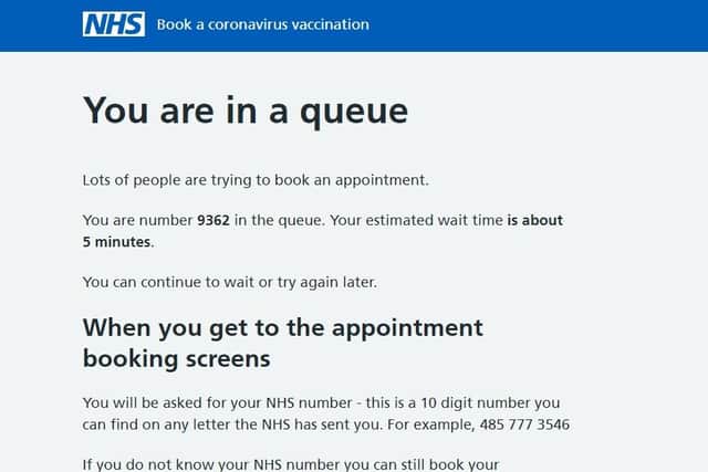 Screenshot from NHS website.