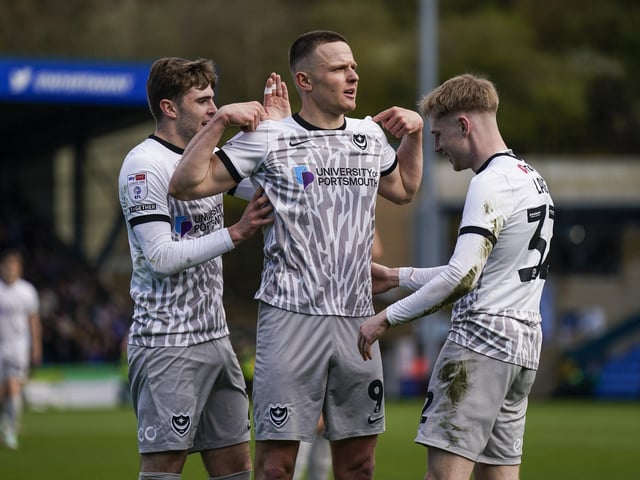 Colby Bishop celebrates his second goal of the game following another assist from Abu Kamara