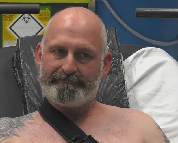 Cecil's story is featured in the new series of 24 Hours in A&E, after he came off his motorbike in a 130mph crash (Picture: Channel 4)