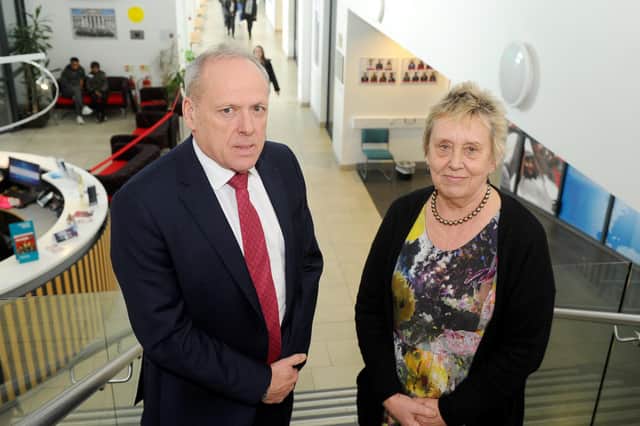 Martin Doel, interim chair, and Penny Wycherley, interim principal, at Highbury College in Cosham, Portsmouth. Picture: Sarah Standing (280120-6275)