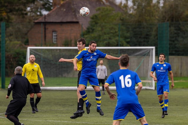 Burrfields (yellow) v Meon Milton Reserves. Picture: Mike Cooter
