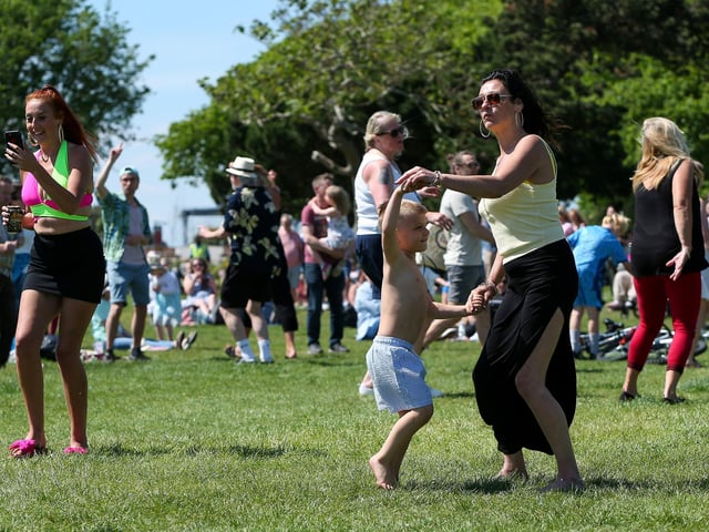 The live music got the crowds up and dancing at Castle Field.Picture: Chris Moorhouse (250524-)