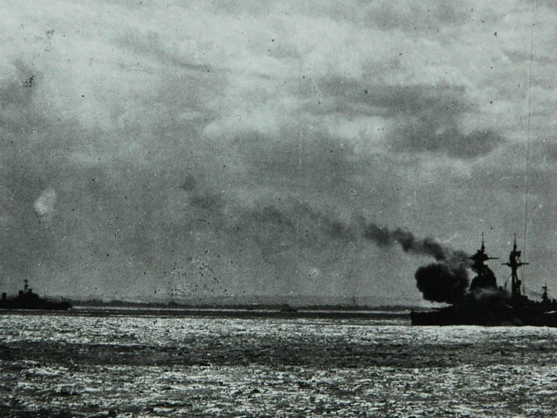 HMS Ramilles firing her guns towards the D-Day beaches