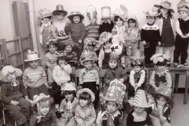 Bunny Warren in the early 1980s, featuring a young Stephen Morgan, fourth from left, top row.